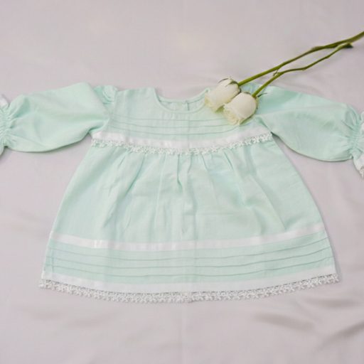 Flannel Baby Frocks With Pintucks,Lace &Ribbon – alternate view