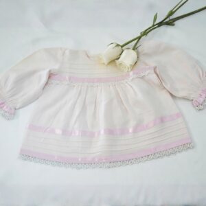 Flannel Baby Frocks With Pintucks,Lace &Ribbon – view 3