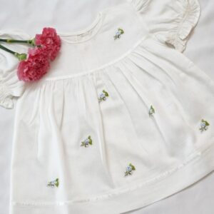 Cotton Self Woven Frocks in White With Embroideries (6-12 Months) – view 2