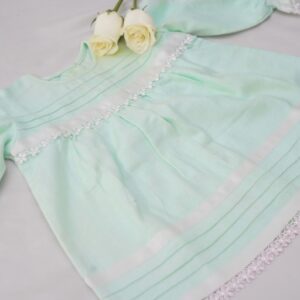 Flannel Baby Frocks With Pintucks,Lace &Ribbon