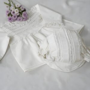 Soft organic cotton white frock with Bloomer – view 1