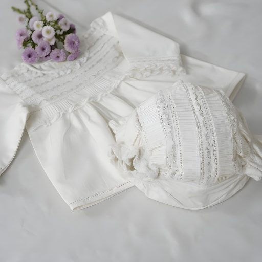 Cotton White Frock with Matching Bloomer – alternate view