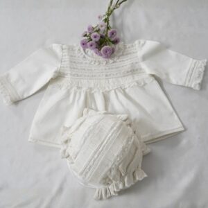 Soft organic cotton white frock with Bloomer – view 2