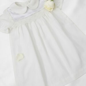 Cotton White and Lemon Self-Woven Frocks With Satin Lace Flaps – view 2