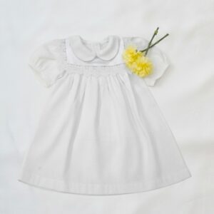 Cotton White and Lemon Self-Woven Frocks With Satin Lace Flaps – view 3