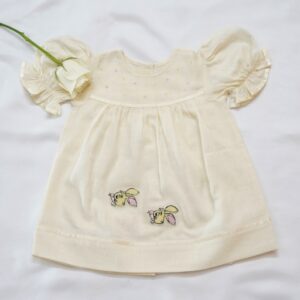 Soft Organic Cotton Baby Frocks with Embroidery & Ribbons (3–6 Months) – view 2