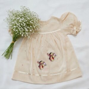 Soft Organic Cotton Baby Frocks with Embroidery & Ribbons (3–6 Months) – view 6