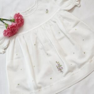 Cotton Self Woven Frocks in Lemon &White With Embroideries (1-2 Years) – view 2
