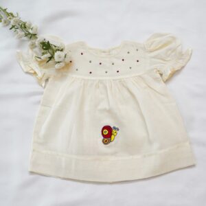 Soft Organic Cotton Baby Frocks with Embroidery (0-3 -Months)