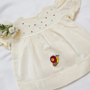 Soft Organic Cotton Baby Frocks with Embroidery (0-3 -Months) – view 2