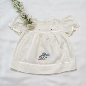 Soft Organic Cotton Baby Frocks with Embroidery (0-3 -Months) – view 5